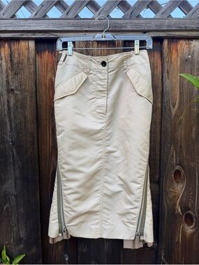 SACAI pleated nylon midi skirt pleated zippered size 1